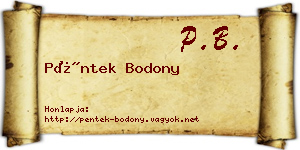 Péntek Bodony névjegykártya